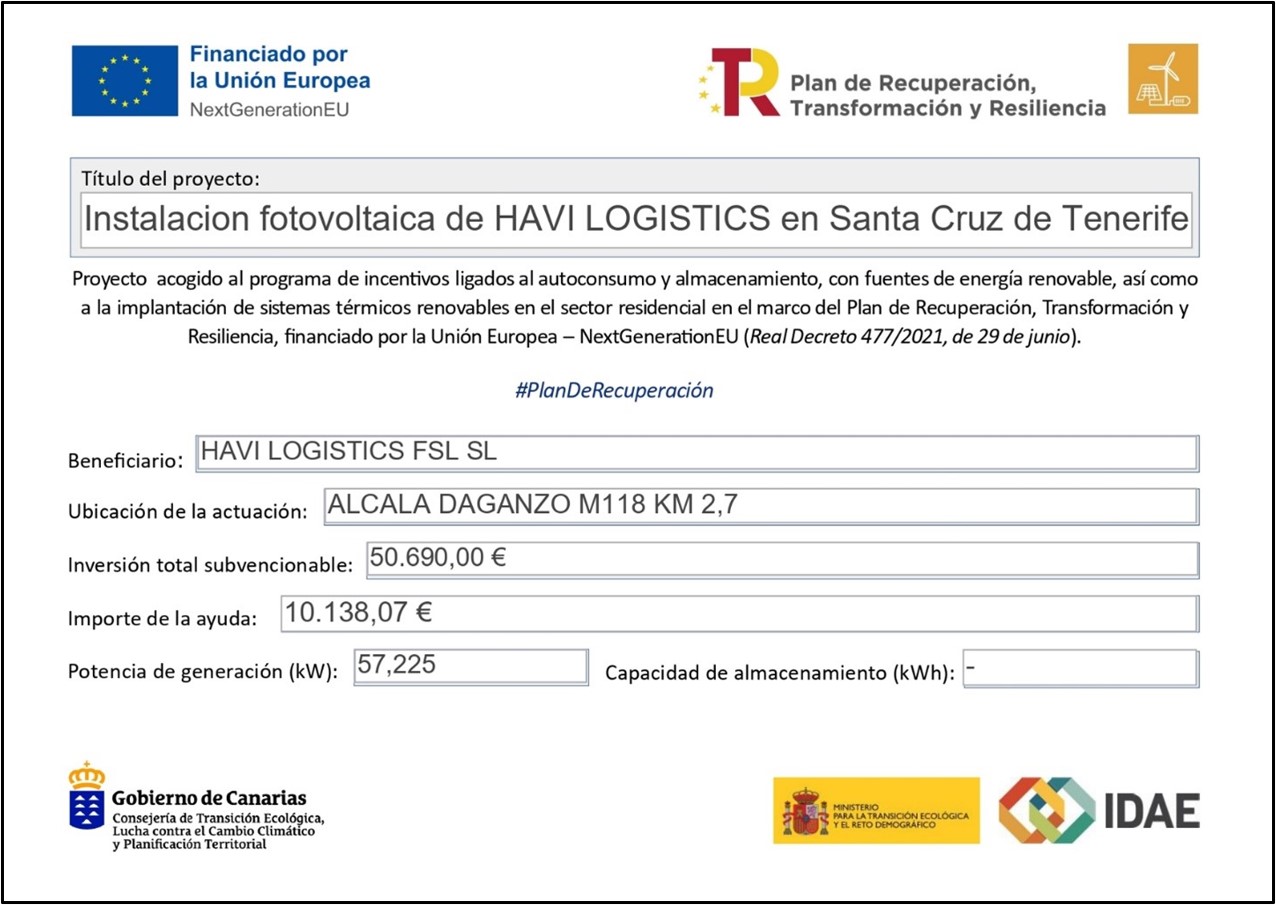 Instalacion fotovoltacia de HAVI Logistics en Santa Crus de Tenerife