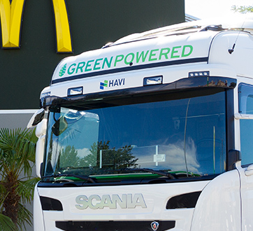 HAVI Green-Powered truck at a McDonald's
